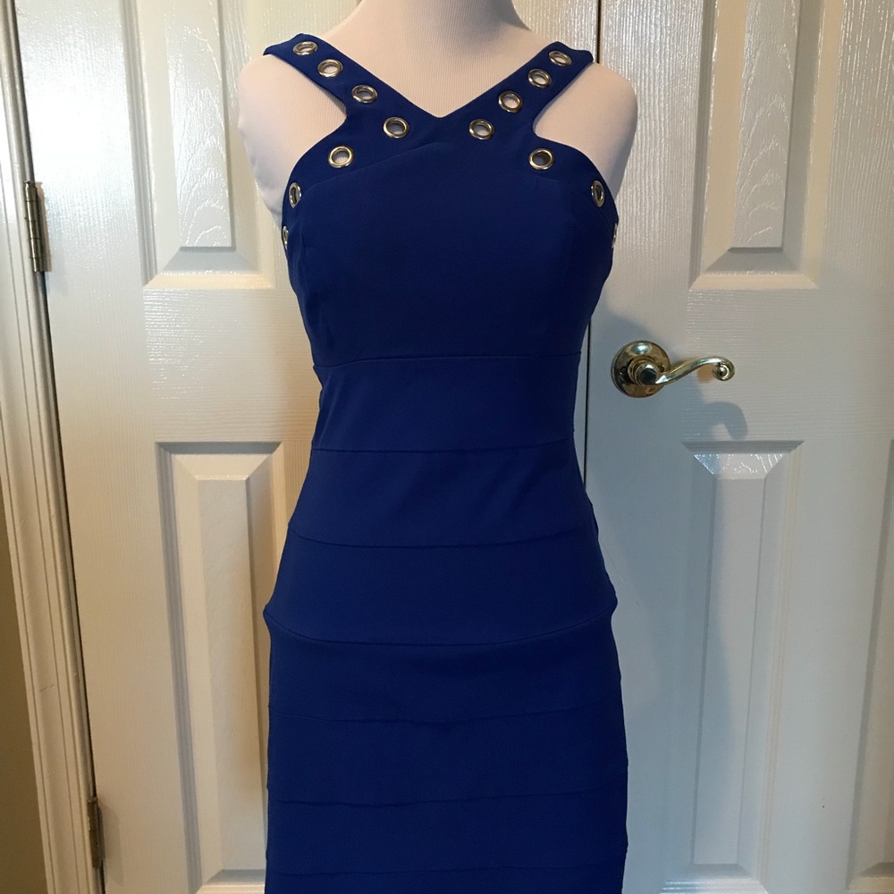 Super cute blue dress with Silver grommets